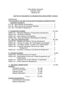 Cebu Doctors’ University Graduate School Mandaue City DOCTOR OF PHILOSOPHY IN ORGANIZATION DEVELOPMENT (PhDOD) CURRICULUM I.PRE-REQUISITE FOR NON-OD/PHILOSOPHY/BUSINESS ADMINISTRATION