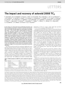 The impact and recovery of asteroid 2008 TC3