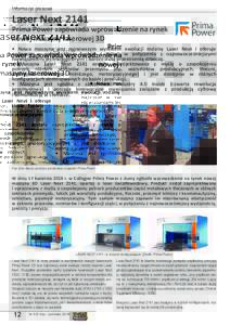 Informacje prasowe  Laser Next 2141 Prima Power zapowiada wprowadzenie na rynek nowej maszyny laserowej 3D