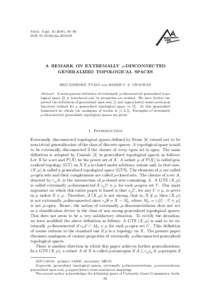 Math. Appl), 83–90 DOI: maA REMARK ON EXTREMALLY µ-DISCONNECTED GENERALIZED TOPOLOGICAL SPACES BRIJ KISHORE TYAGI and HARSH V. S. CHAUHAN