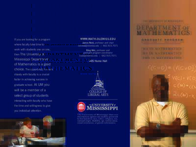 THE UNIVERSITY OF MISSISSIPPI  DEPARTMENT OF MATHEMATICS If you are looking for a program