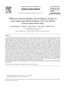 Available online at www.sciencedirect.com  Research in Social Stratification and Mobility–112 Differences between Hispanic and non-Hispanic families in social capital and child development: First-year find