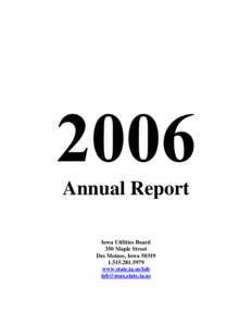 Calendar Year 2006 Annual Report of the Iowa Utilities Board