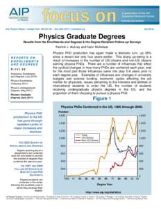 www.aip.org/statistics One Physics Ellipse • College Park, MD 20740 •  •  JulyPhysics Graduate Degrees