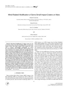Icarus 153, 61–doi:icar, available online at http://www.idealibrary.com on Wind-Related Modification of Some Small Impact Craters on Mars Ruslan O. Kuzmin Vernadsky Institute, Russian Academ