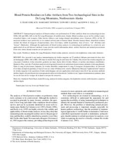 Blood Protein Residues on Lithic Artifacts from Two Archaeological Sites in the De Long Mountains, Northwestern Alaska