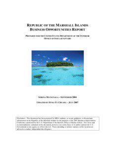 REPUBLIC OF THE MARSHALL ISLANDS BUSINESS OPPORTUNITIES REPORT PREPARED FOR THE UNITED STATES DEPARTMENT OF THE INTERIOR