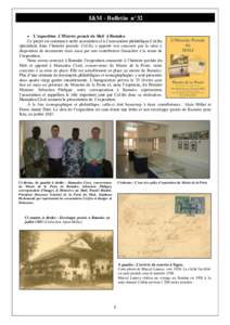 I&M - Bulletin n°32 L’exposition L’Histoire postale du Mali à Bamako Ce projet est commun à notre association et à l’association philatélique Col.fra spécialisée dans l’histoire postale. Col.fra a apporté