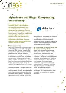 Case Study with alpha trans Page 1 of 2 R i ege Softwa r e I n t e r n a t i o n a l  alpha trans and Riege: Co-operating