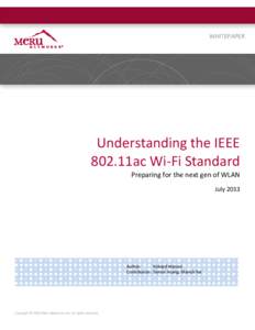 Enterprise WLAN & IEEE 802.11ac:  Considerations l Challenges l Myths