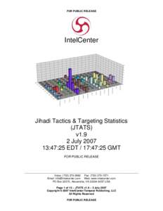 Jihadi Tactics & Targeting Statistics (JTATS) v1.9