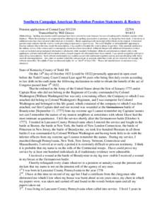 Southern Campaign American Revolution Pension Statements & Rosters Pension application of Conrad Lear S31210 Transcribed by Will Graves f22VA[removed]