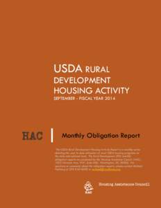USDA RURAL  DEVELOPMENT HOUSING ACTIVITY SEPTEMBER - FISCAL YEAR 2014