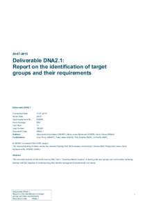 Deliverable DNA2.1: Report on the identification of target groups and their requirements