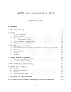 NRAO Users Committee Report 2014 September 22, 2014 Contents 1 Executive Summary