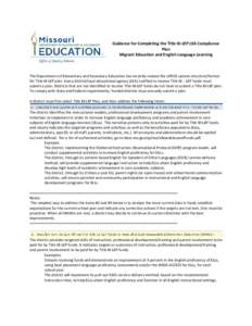 Guidance for Completing the Title III-LEP LEA Compliance Plan2013