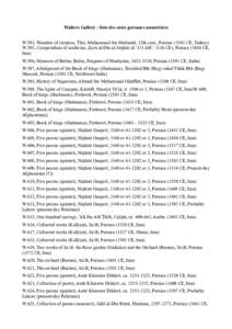 Walters Gallery : liste des cotes persanes numérisées W.593, Wonders of creation, Ṭūsī, Muḥammad ibn Maḥmūd, 12th cent., PersianCE, Turkey) W.595, Compendium of medicine, Zayn al-Dīn al-Jurjānī (d. 5