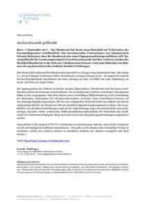 Medienmitteilung  Ausbaudynamik gefährdet Bern, 7. September 2017 – Der Bundesrat hat heute seine Botschaft zur Teilrevision des Fernmeldegesetzes veröffentlicht. Die investierenden Unternehmen von Glasfasernetz Schw