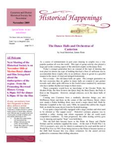Casterton and District Historical Society Inc Newsletter NovemberHistorical Happenings