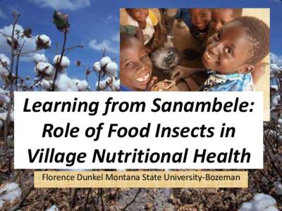 Learning from Sanambele: Role of Food Insects in Village Nutritional Health Florence Dunkel Montana State University-Bozeman  The Quiet Revolution and