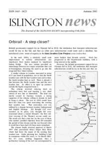 ISSN[removed]Autumn 2003 ISLINGTON news The Journal of the ISLINGTON SOCIETY incorporating FOIL folio