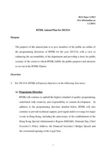 BOA Paper[removed]For information on[removed]RTHK Annual Plan for[removed]Purpose