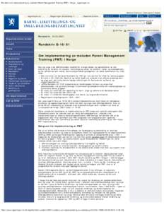 Rundskriv om implementering av metoden Parent Management Training (PMT) i Norge - regjeringen.no