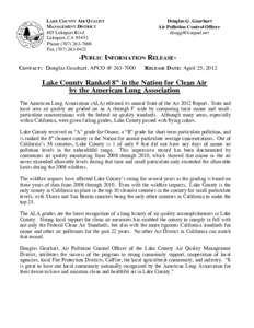 LAKE COUNTY AIR QUALITY MANAGEMENT DISTRICT 885 Lakeport Blvd Lakeport, CAPhoneFax