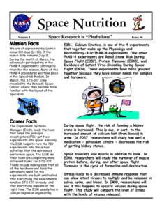 Space Nutrition Volume 1 Space Research is “Phabulous”  Mission FFacts