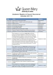 Academic Registry & Council Secretariat CalendarDate