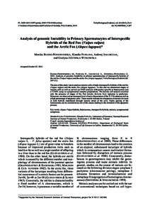 PL-ISSNprint), ISSNonline)  Folia Biologica (Kraków), vol), No 4 Ó Institute of Systematics and Evolution of Animals, PAS, Kraków, 2014