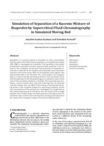 S. Yazdian Kashani and F. Farhadi / Journal of Chemical and Petroleum Engineering, 51 (2), December123 Simulation of Separation of a Racemic Mixture of Ibuprofen by Supercritical Fluid Chromatography