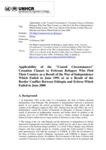 Aftermath of war / Forced migration / Right of asylum / Refugees / Demography / United Nations High Commissioner for Refugees / Eritrea / Voluntary return / Russian Federation Law on Refugees / United Nations High Commissioner for Refugees Representation in Cyprus