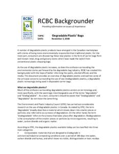 RCBC Backgrounder Providing information on issues of importance TOPIC: DATE: