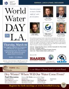SEMINAR, LUNCH & PANEL DISCUSSION  World Water  DAY