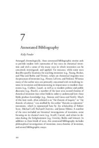 7 Annotated Bibliography Kelly Pender Arranged chronologically, these annotated bibliographic entries seek to provide readers with summaries of key texts on rhetorical invention and with a sense of the many ways in which