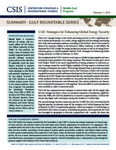 February 11, 2013  SUMMARY - GULF ROUNDTABLE SERIES PARTICIPATING SCHOLARS  David Scott is executive