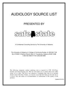 Industrial Audiology Source List