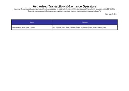 Authorized Transaction-at-Exchange Operators (meaning 