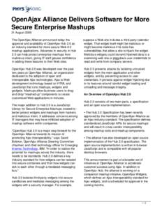 OpenAjax Alliance Delivers Software for More Secure Enterprise Mashups