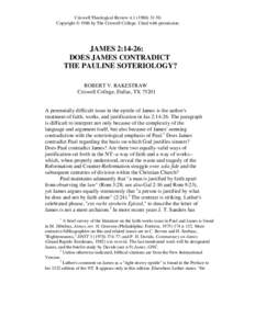 James 2:14-26: Does James Contradict the Pauline Soteriology?