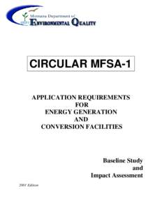 CIRCULAR MFSA-1 APPLICATION REQUIREMENTS FOR ENERGY GENERATION AND CONVERSION FACILITIES