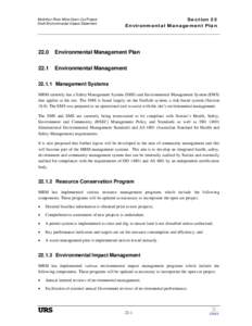 McArthur River Mine Open Cut Project Draft Environmental Impact Statement Section 22 Environmental Management Plan
