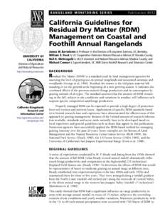 RANGELAND MONITORING SERIES  Publication 8092 California Guidelines for Residual Dry Matter (RDM)