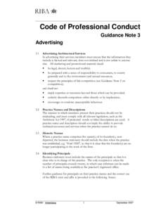 Code of Professional Conduct Guidance Note 3 Advertising 3.1  Advertising Architectural Services