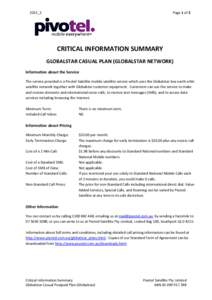 Page 1 of 2  2015_3 CRITICAL INFORMATION SUMMARY GLOBALSTAR CASUAL PLAN (GLOBALSTAR NETWORK)