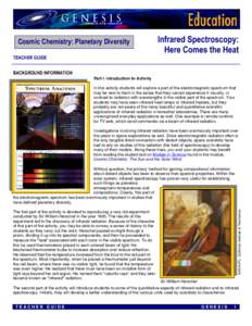 Cosmic Chemistry: Planetary Diversity TEACHER GUIDE Infrared Spectroscopy: Here Comes the Heat