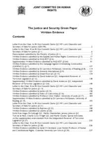 The Justice and Security Green Paper: Written Evidence