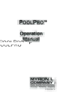 POOLPRO™ Operation Manual 16 November 10