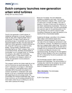 Dutch company launches new-generation urban wind turbines